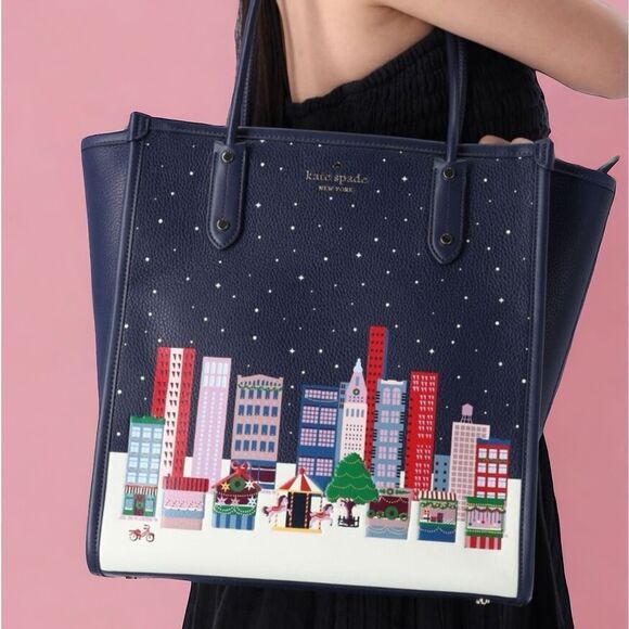 KATE SPADE NWT WINTER WONDERS NORTH SOUTH TOTE BAG LEATHER - Picture 2 of 6